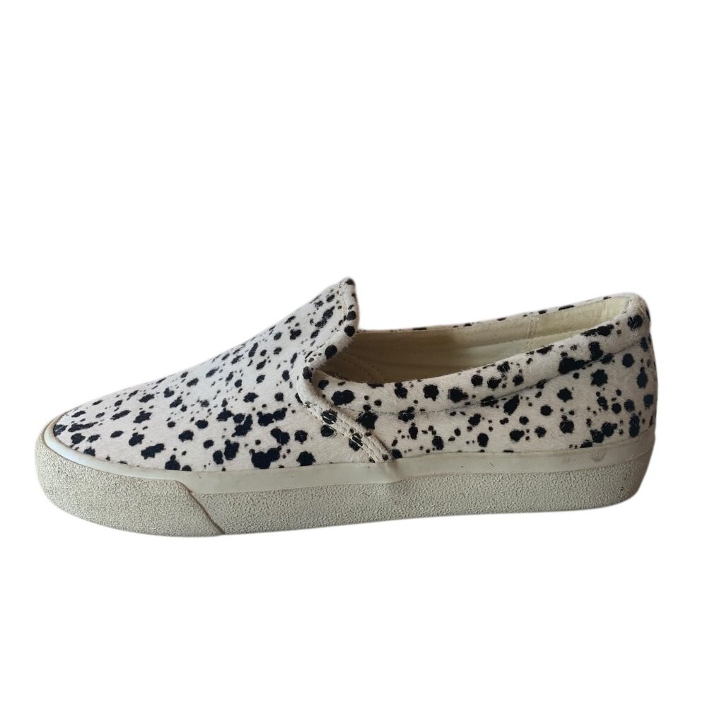 MADEWELL White + Black Slip-On Paint Splatter Calf Hair Women's Sneakers Size 8M - Picture 4 of 9